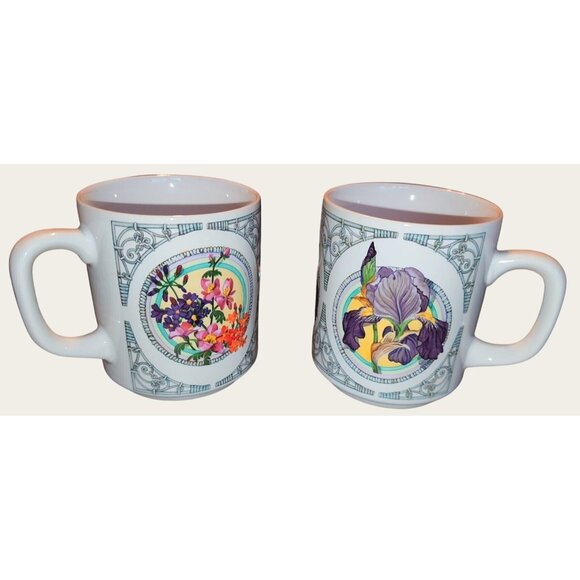 Set Of 2 Enesco Country Essence Floral Mugs By Betty Chargin - Picture 1 of 12